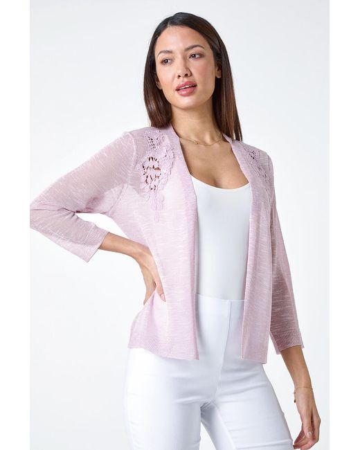 Roman Multicolor Lace Applique Knit Shrug
