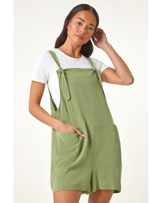 Roman Petite Green Strap Woven Playsuit