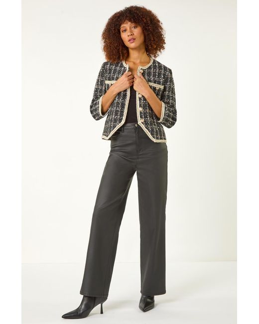 Roman Black Textured Check Pocket Jacket
