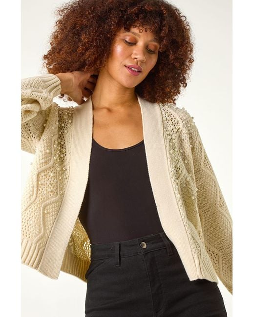 Roman Black Pearl Embellished Cardigan