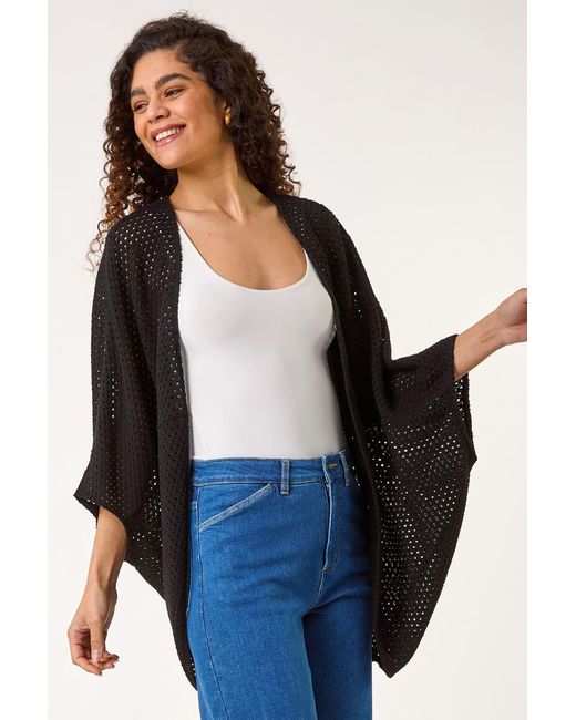 Roman Blue Crochet Tunic Cardigan
