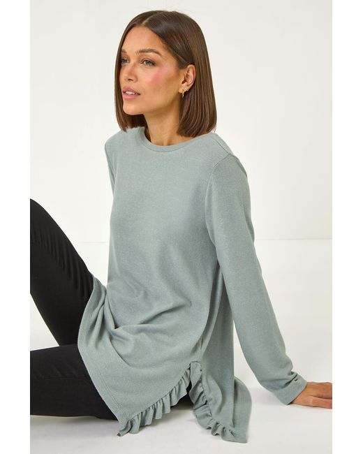 Roman Gray Soft Touch Side Ruffle Top