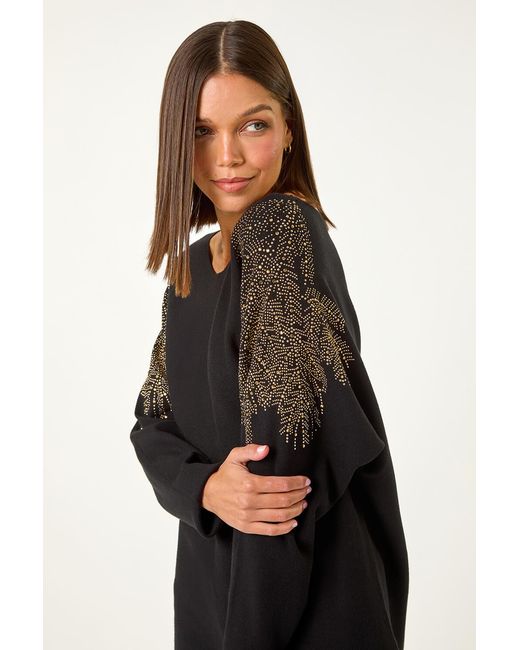 Roman Black Leaf Hotfix Batwing Knit Jumper