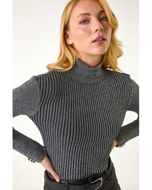 D.u.s.k Black Stripe Turtle Neck Knit Jumper