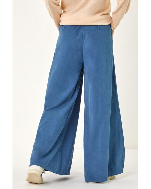 Roman Blue Baby Corduroy Wide Leg Trousers