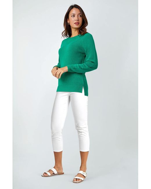 Roman Green Plain Soft Crew Neck Jumper