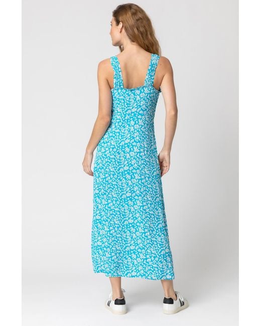 Roman Blue Ditsy Floral Button Through Dress
