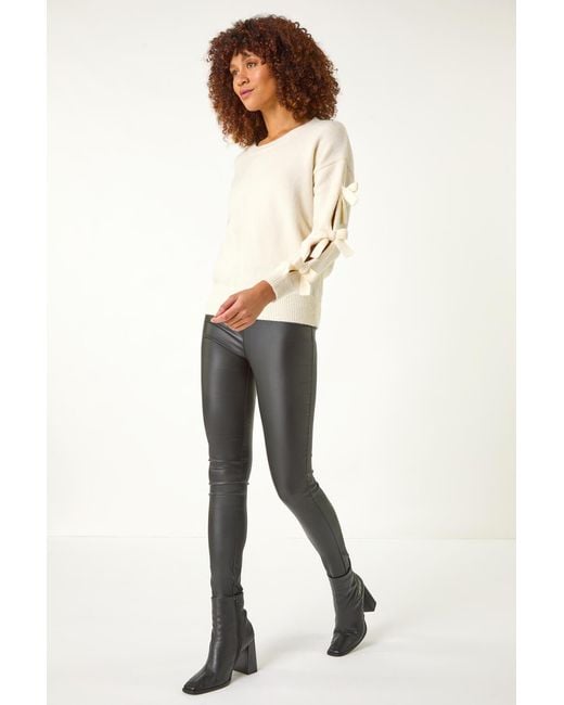 Roman Natural Bow Sleeve Detail Knit Jumper
