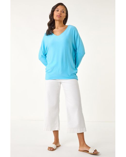 Roman Blue V-Neck Snit Top