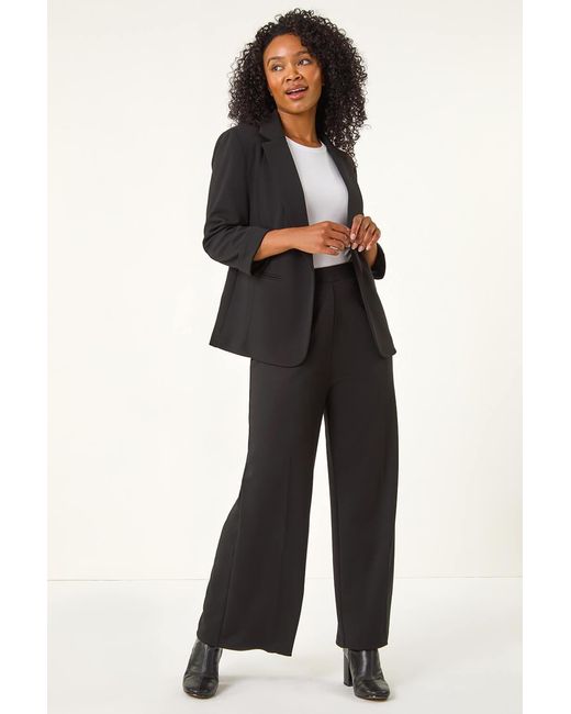 Roman Petite Black Revere Collar Stretch Blazer