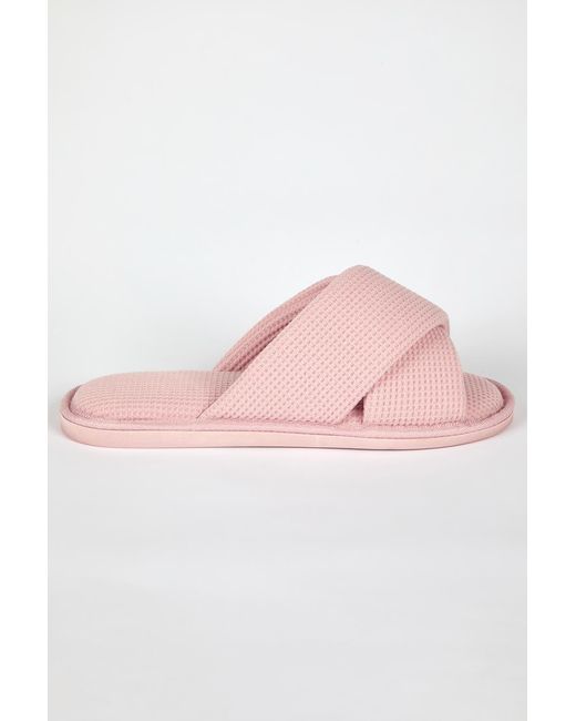 Roman Pink Waffle Cross Over Slipper