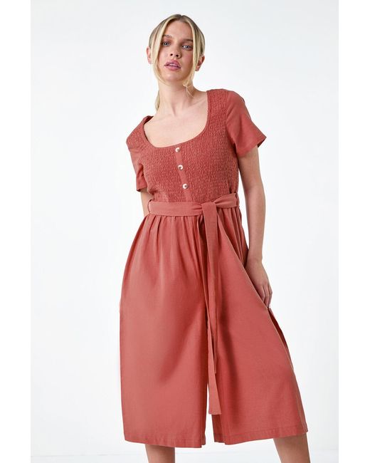 Roman Petite Shirred Button Detail Culotte Jumpsuit