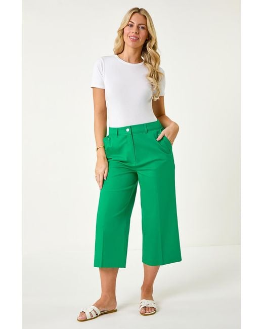 Roman Petite Green Cotton Culotte Trousers