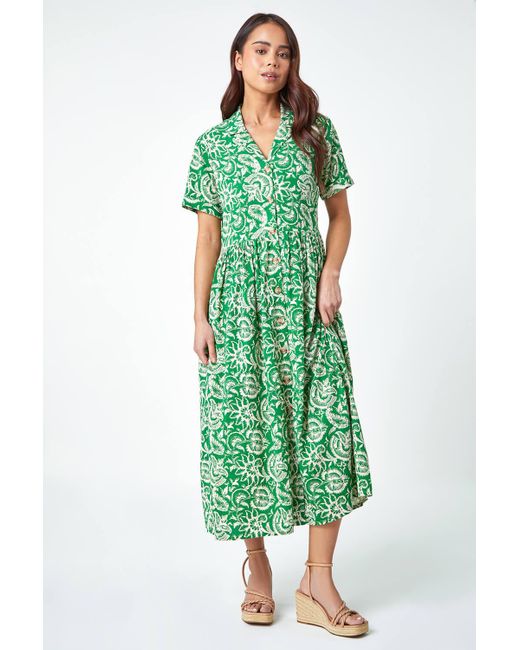 Roman Green Originals Petite Floral Print Midi Tea Dress