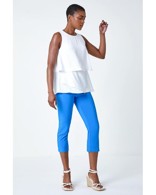 Roman White Tiered Sleeveless Vest Top