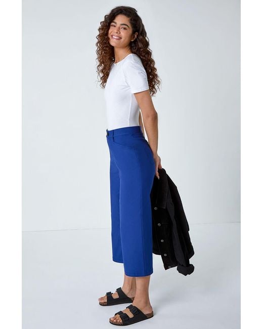 Roman Blue Cropped Stretch Culotte