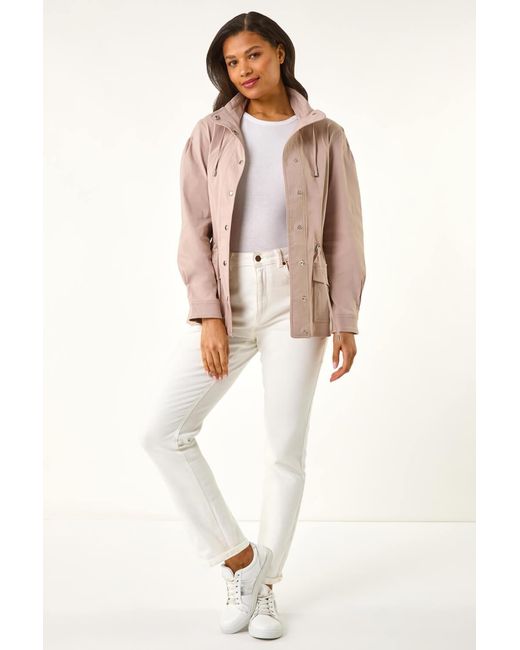 Roman Pink Buttoned Stretch Safari Jacket