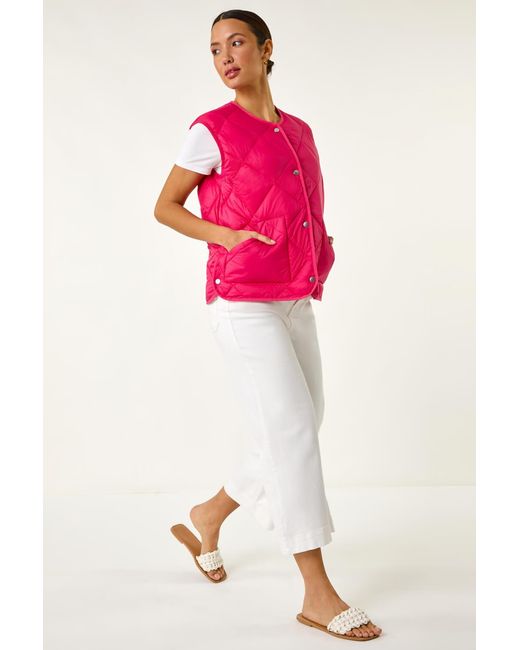 Roman Red Quilted Funnel Neck Lined Gilet
