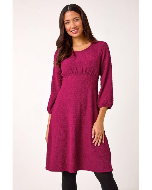 Roman Textured Empire Waist Stretch Dress