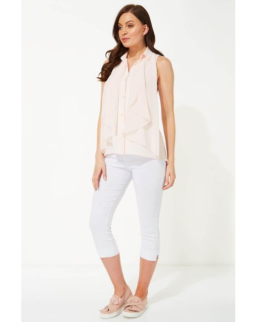 Roman Pink Waterfall Front Button Up Blouse