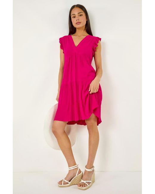Roman Petite Pink Frill Short Dress