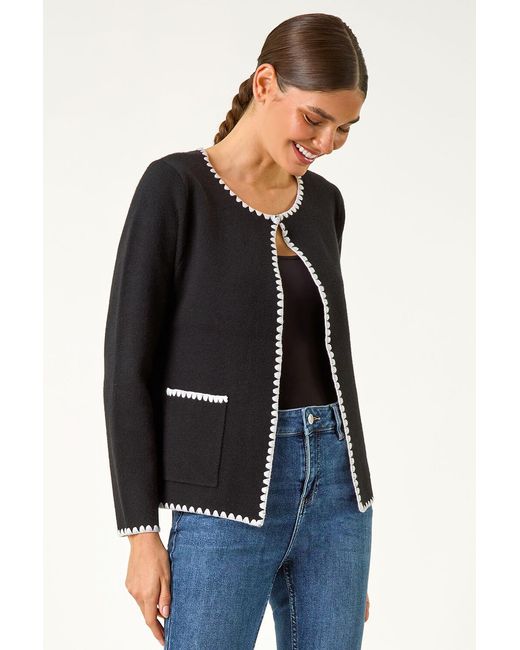 Roman Blue Blanket Stitch Cardigan