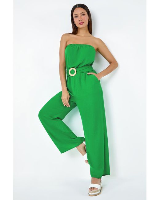 D.u.s.k Green Fashion Belted Bandeau Jumpsuit