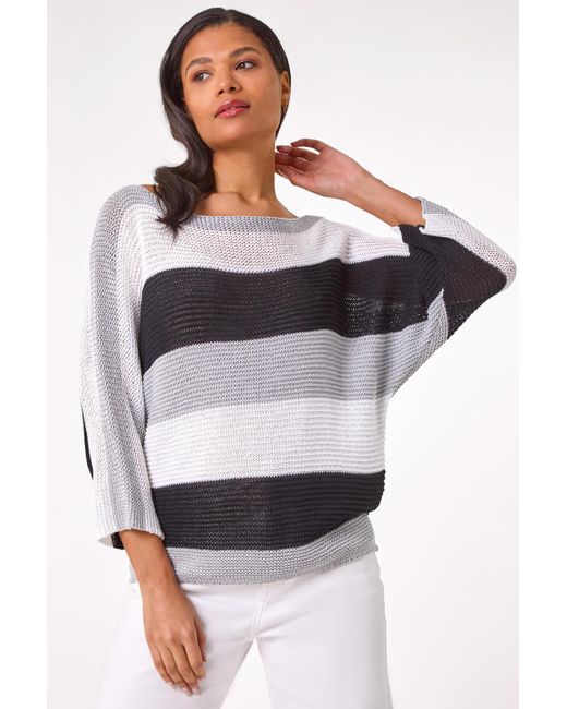 Roman Gray Colourblock Stripe Knit Jumper