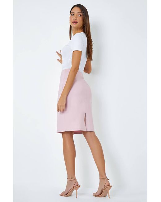 Roman Pink Pull On Stretch Pencil Skirt