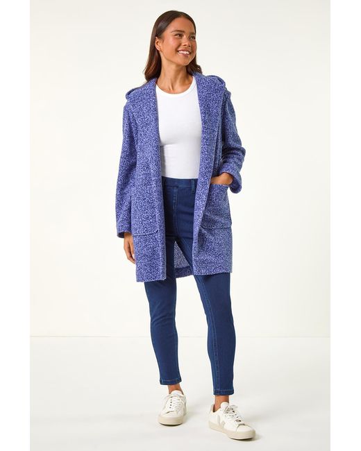 Roman Petite Blue Hooded Edge To Edge Coatigan