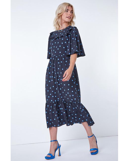 D.u.s.k Black Spot Print Angel Sleeve Maxi Dress