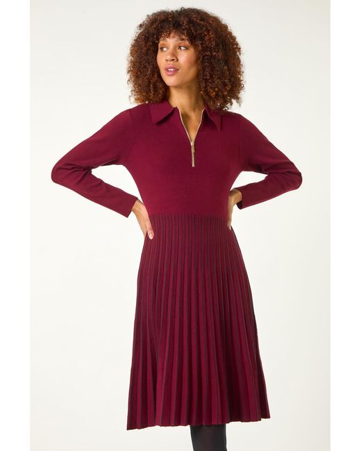 Roman Red Zip Detail Knitted Dress