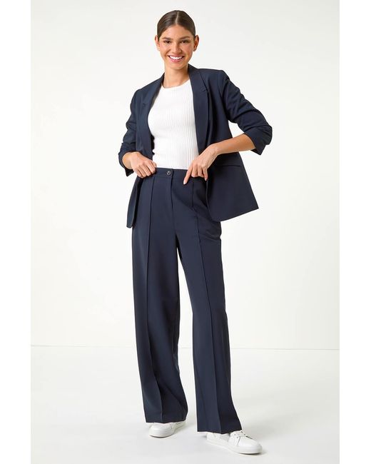 Roman Blue Tailored Wide Leg Trousers