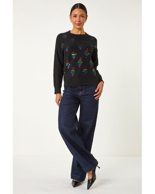 Roman Blue Diamond Sequin Knit Jumper