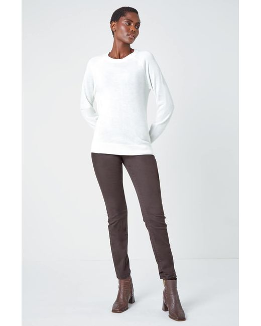 Roman White Plain Soft Crew Neck Jumper