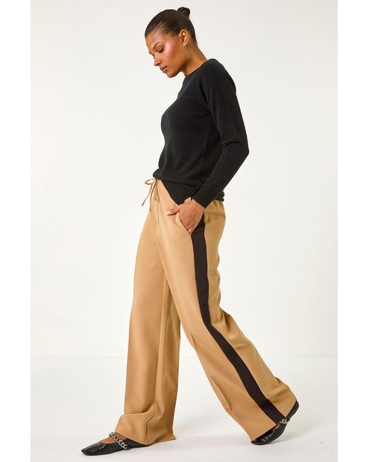 Roman Natural Side Stripe Wide Leg Trouser