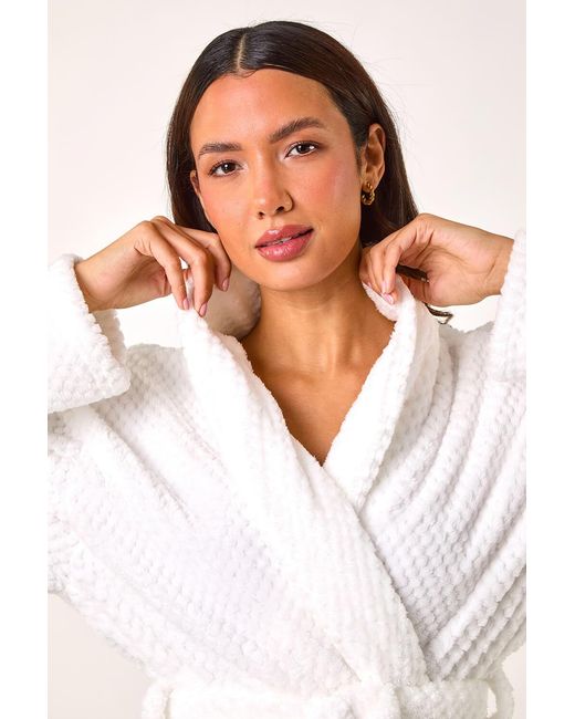 Roman White Textured Dressing Gown