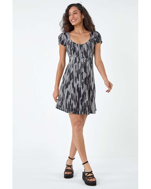 D.u.s.k Black Abstract Button Through Dress