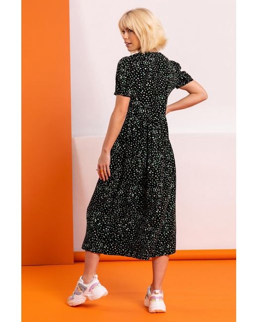 D.u.s.k Black Ditsy Spot Print Button Down Dress