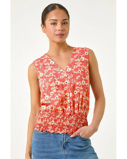 Roman Petite Ditsy Shirred Blouson Top