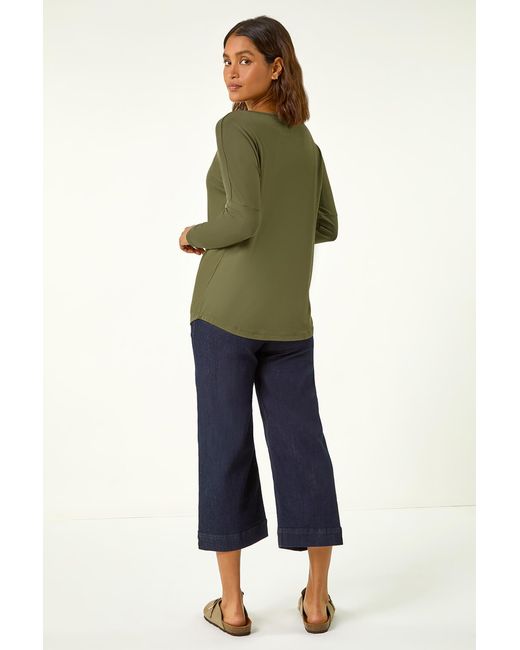 Roman Green Long Sleeve Stretch Top