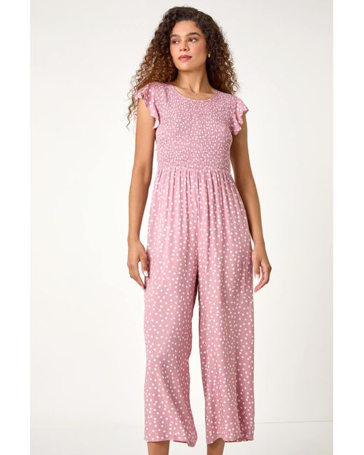 Pink polka dot jumpsuit clearance