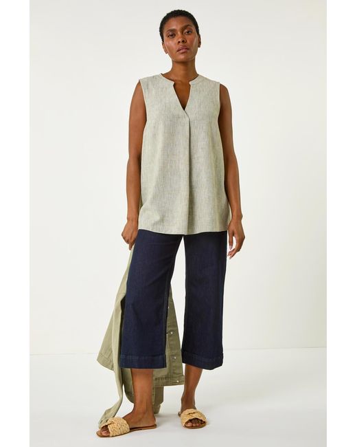 Roman Blue Sleeveless Vest Top