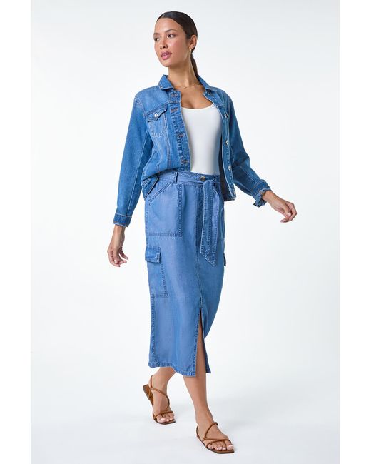 Roman Blue Pocket Detail Cargo Skirt