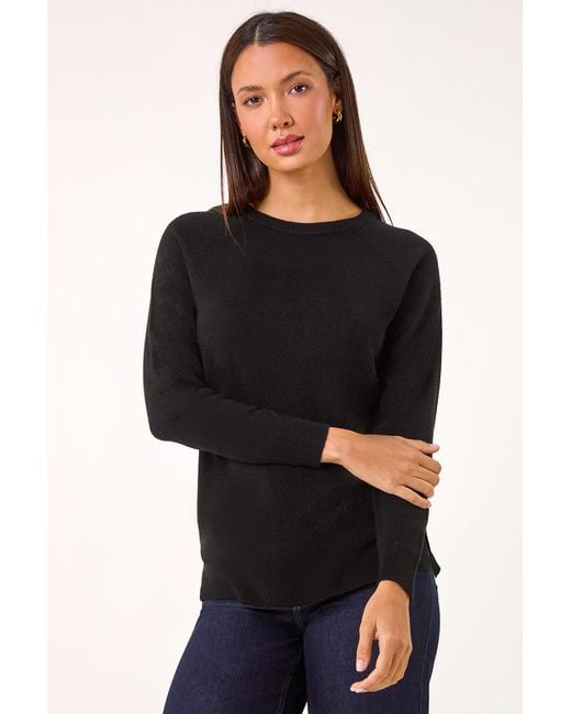 Roman Black Soft Crew Neck Jumper