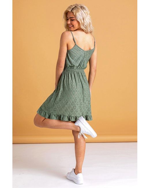 D.u.s.k Green Strappy Frill Hem Skater Dress