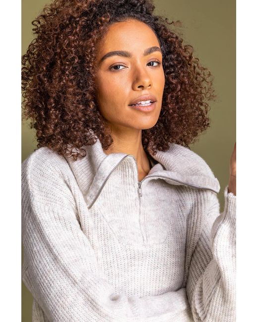 Roman Natural Zip Collar Detail Jumper
