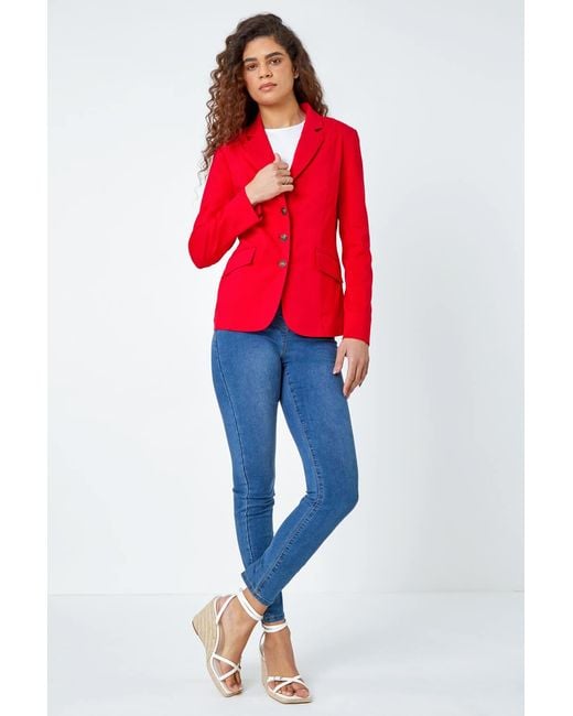 Roman Red Button Detail Stretch Blazer