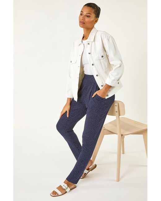 Roman Blue Spot Print Harem Trouser