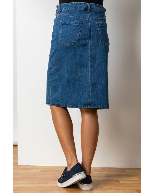 Roman Blue A-Line Midi Length Mid Rise Skirt